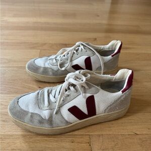 Veja Cream and Burgundy Sneakers